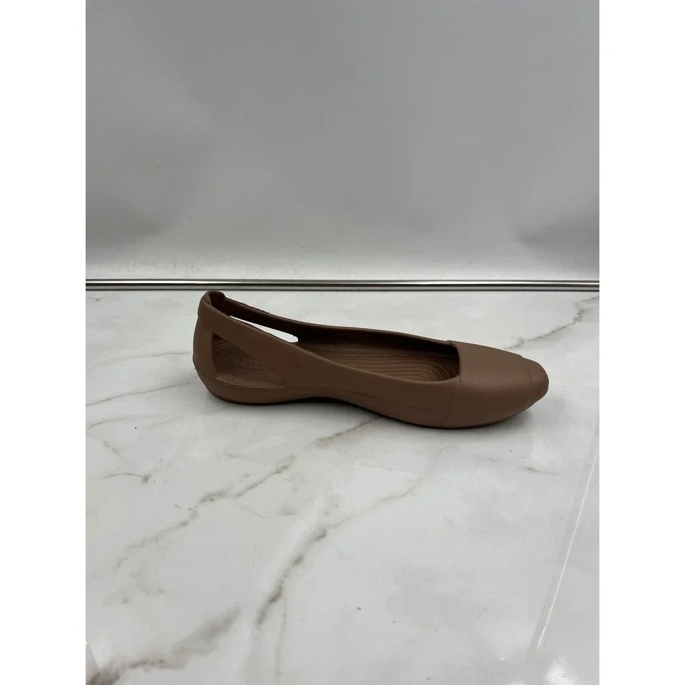 Crocs Sienna Flats Sz 9 Brown Tan Squared Toe Ballet Flats Women 202811 - Picture 7 of 12